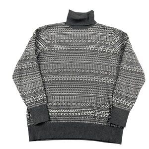 L.L. Bean Sweater Womens Large Grey Turtleneck Cotton Cashmere Pullover